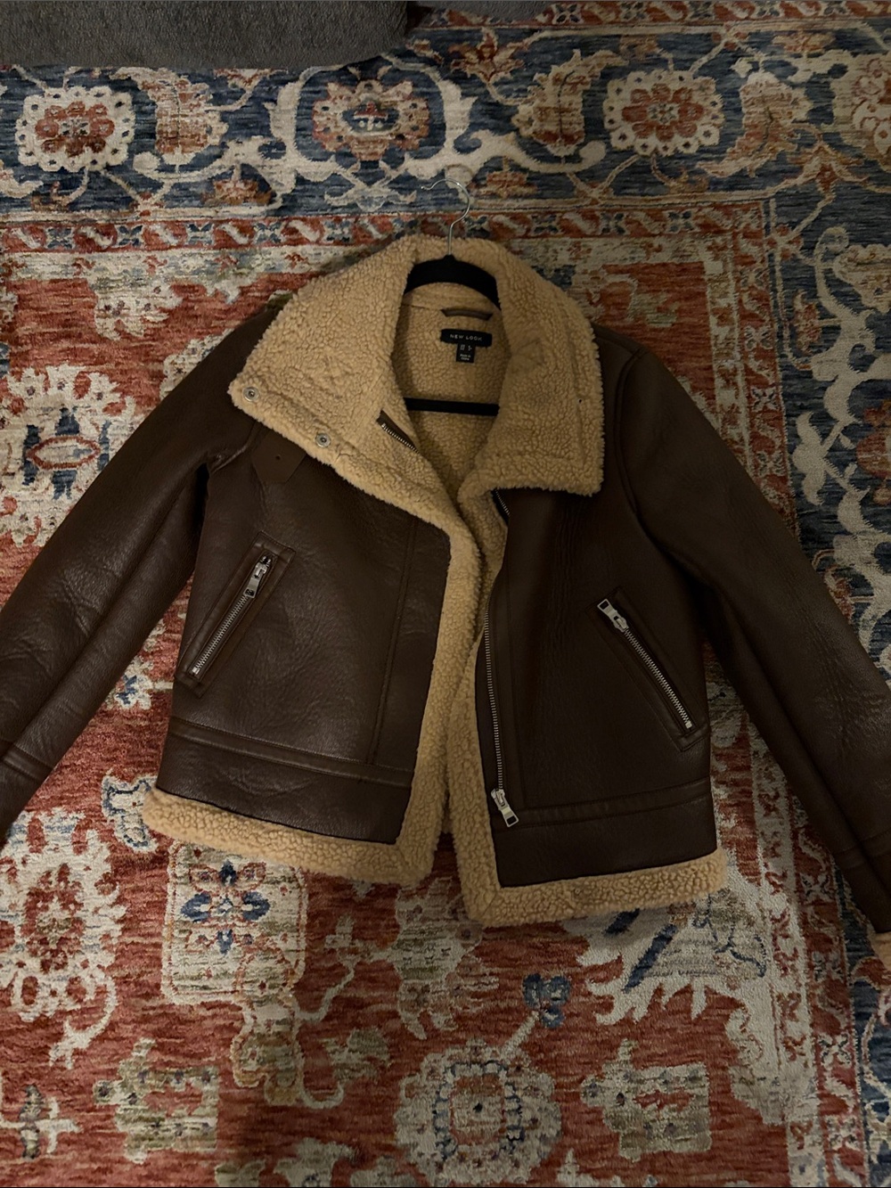 New Look Tan Sherpa Jacket with Cream Lining